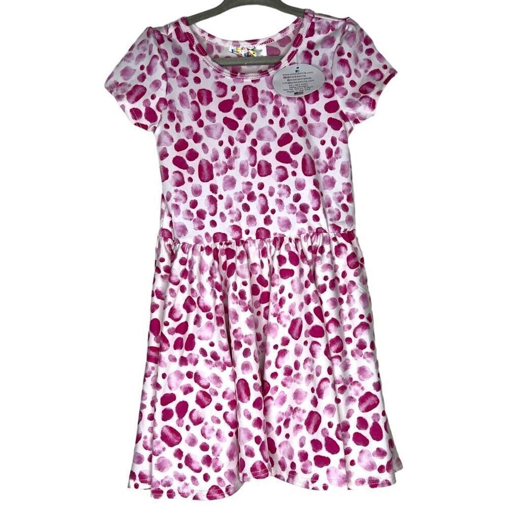 NEW Dot Dot Smile Pink Watercolor Droplets Cap Sleeve Dress 2T